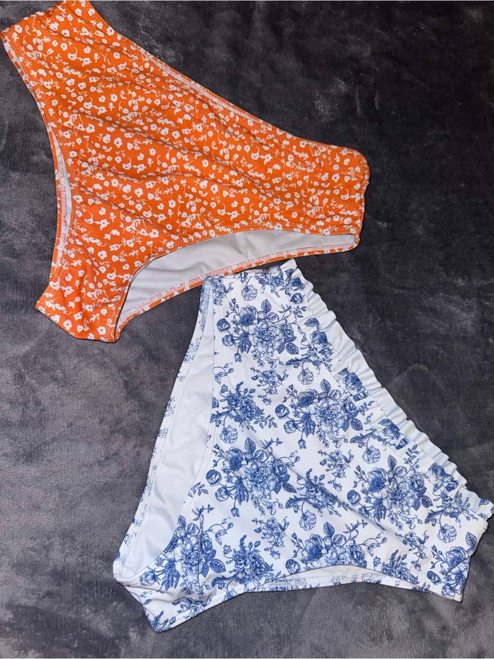 Floral Blue & Orange Bikini Bottoms - Two-Pack size Medium